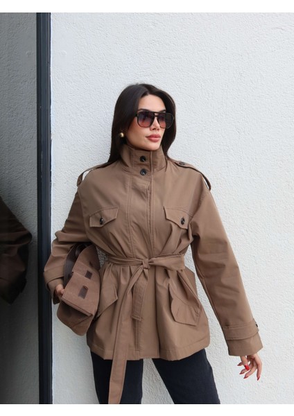 Gizli Düğme Detay Cepli Trench fırsatları