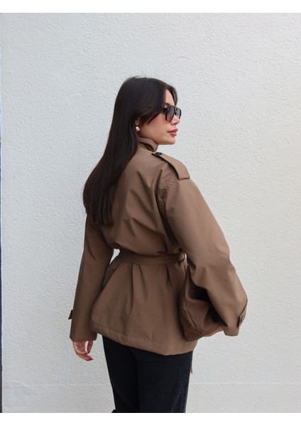 Gizli Düğme Detay Cepli Trench indirimleri