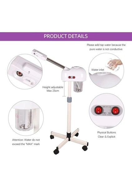 Ozonlu Buhar Makinası, Ayaklı, Dokunmatik Ekran, Beyaz, Güçlü Temizlik Aracı fiyatları