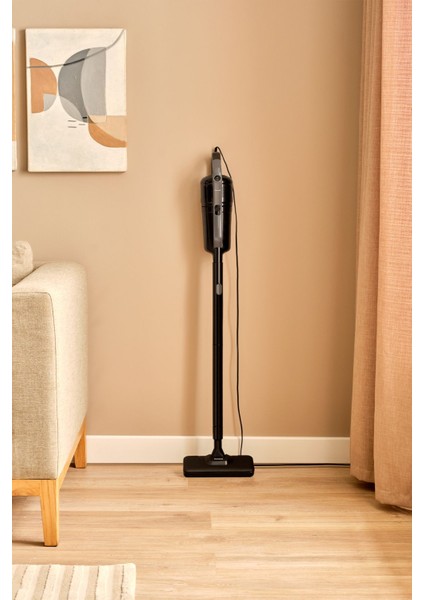 2'in1 Kablolu Toz Torbasız Dikey Süpürge Siyah, Güçlü ve Hafif Temizlik Arkadaşı