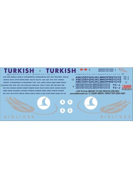 DAT01001 1/144 Ölçek, Thy, Boeing 737-800, Dekal Çıkartma fiyatları