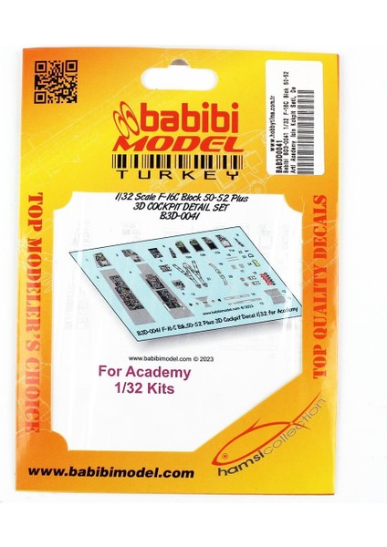 BD3-0041 1/32 Ölçek, F-16C Blok 50-52 Artı Academy Için Kokpit Seti, Dekal Çıkartma