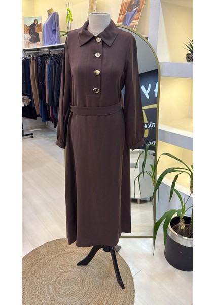 Kemer Detayli Elbise - Kahve 2007 modelleri