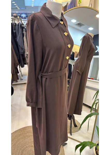 Kemer Detayli Elbise - Kahve 2007 indirimleri