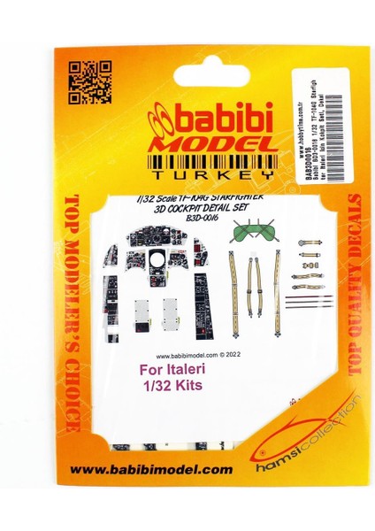 BD3-0016 1/32 Ölçek, TF-104G Starfighter Italeri Için Kokpit Seti, Dekal Çıkartma