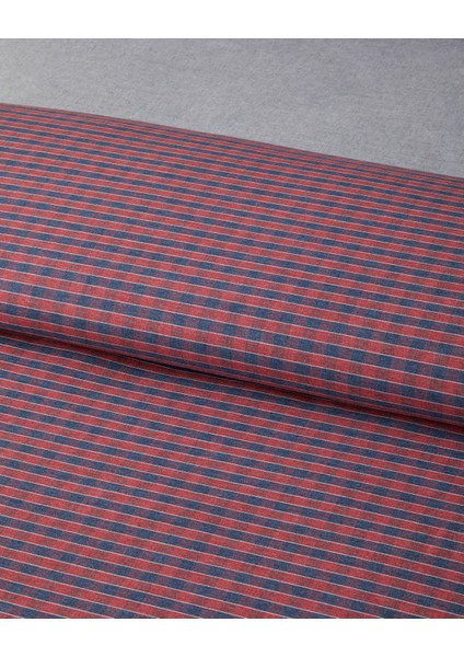 Tile Check Ipliği Boyalı Tek Kişilik Nevresim Takımı 160X220 cm Lacivert-Kırmızı fırsatları