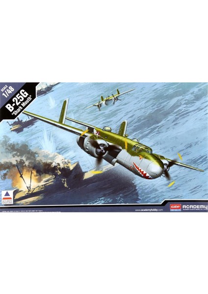 12290 1/48 Ölçek, B-25G Shark Mouth Savaş Uçağı, Plastik Model Kiti