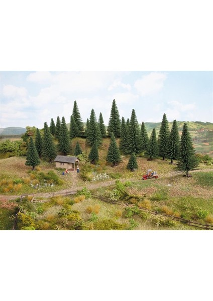 26820 Model Köknar Ağaçları, 25 Adet, 5-14 Cm. Diorama Malzemesi