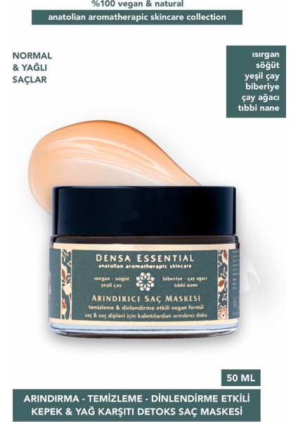 Detoks Saç Maskesi - Kepek ve Yağdan Arındırıcı, Temizleyici, Dinlendirme Etkili 50 ml
