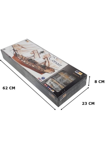 13600 1/80 Ölçek, Corsair, 75 Cm. Yelkenli Korsan Gemisi, Ahşap Model Kiti fırsatları