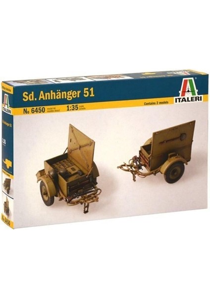6450S 1/35 Ölçek, Sd. Anhanger-51 Cephane Römorku 2 Adet, Plastik Model Kiti
