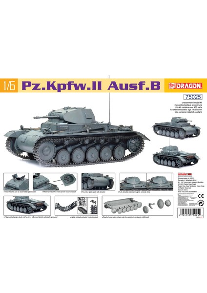75025 1/6 Ölçek, Pz.kpfw.ıı Ausf.b Hafif Tankı Plastik Model Kiti