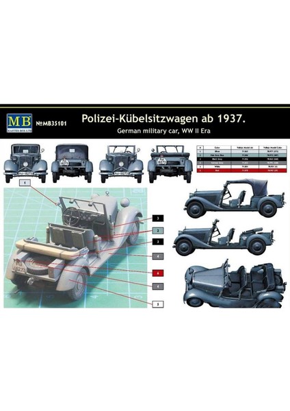Masterbox 35101 1/35 Ölçek, Polizei-Kuebelsitzwagen Ab 1937, German fiyatları