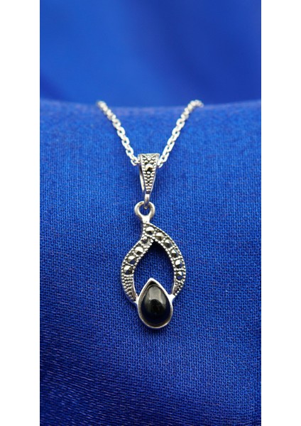 925 Ayar Kadın Oltu Taşı Kadın Kolye SK00078 fiyatları