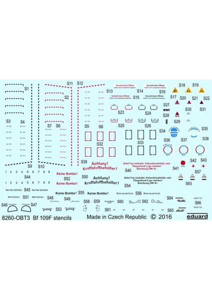 D48026 1/48 Ölçek, Bf 109F Stencils For Mak
