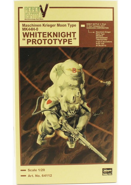 64112 1/20 Ölçek, Moon Type MK44H-0 Whiteknight (Prototype), Savaş Robotu Bilim Kurgu Plastik Model Kiti