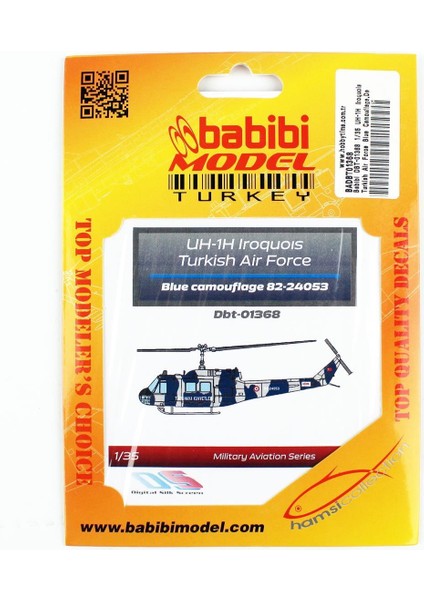 DBT-01368 1/35 Ölçek, Uh-1h Irak Türk Hava Kuvvetleri Mavi Kamuflajı, Dekal Çıkartma