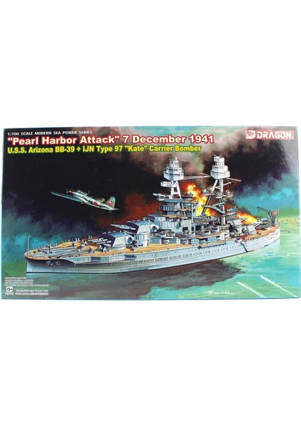 7127 1/700 Ölçek, U.s.s. Arizona Bb-39 Savaş Gemisi ve Ijn Type 97 (Kate) Bombardıman Uçağı Plastik Model Kiti