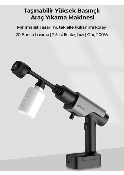 Taşınabilir Şarjlı Yüksek Basınçlı Araç Yıkama Makinesi, Siyah fiyatları