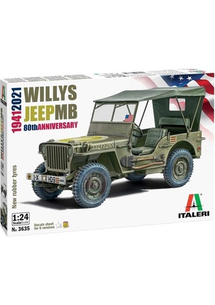 3635S 1/24 Ölçek, Jeep Willys Mb, Plastik Model Kiti