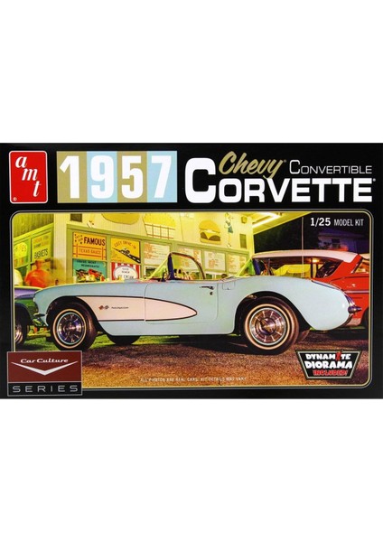 1016 1/25 Ölçek, 1957 Chevy Corvette Convertible Molded In Aqua Araba, Plastik Model Kiti