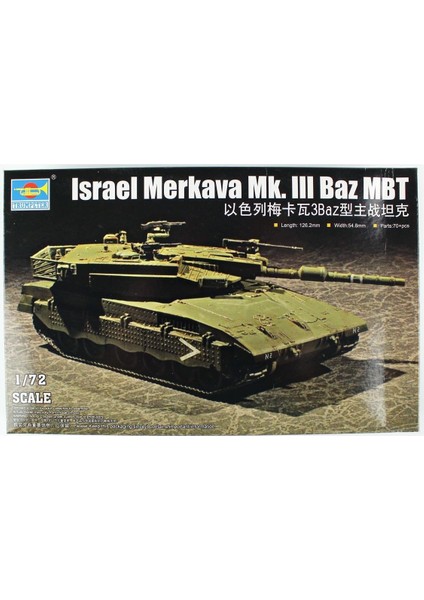 07104 1/72 Ölçek, Lsrail Merkava Mk. Lll Baz Ana Muharebe Tankı, Plastik Model Kiti