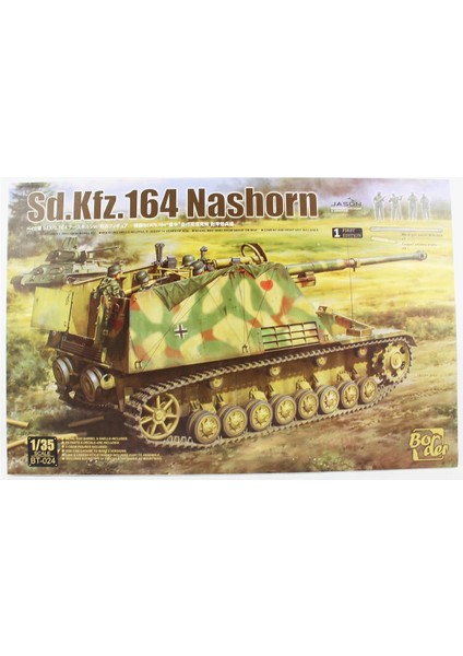 Border BT-024 1/35 Ölçek, SD.KFZ.164 Nashorn, Erken Dönem Tankı, 4 Figürlü, Plastik Model Kiti