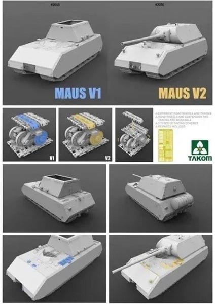 2049 1/35 Ölçek, Alman Süper Ağır Tankı Maus V1, Plastik Model Kiti fiyatları