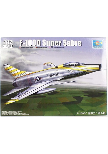 01649 1/72 Ölçek, F-100D Super Sabre Savaş Uçağı Plastik Model Kiti