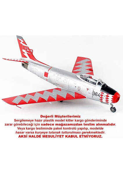 QD164 1/48 Ölçek, F-86E Sabre (Yarasalar) Sergilemeye Hazır Plastik Savaş Uçağı Modeli