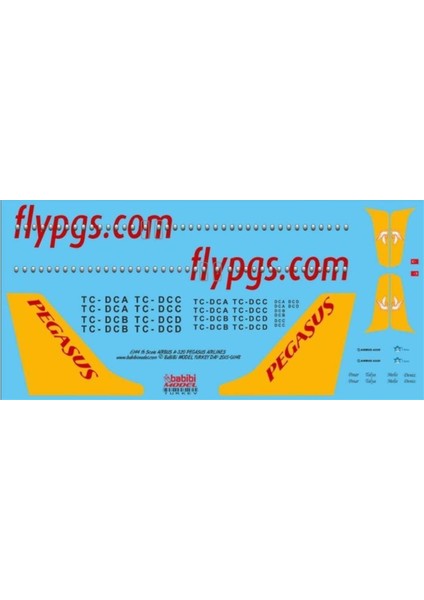 DAT01148 1/144 Ölçek, Pegasus, Airbus A320, Dekal Çıkartma