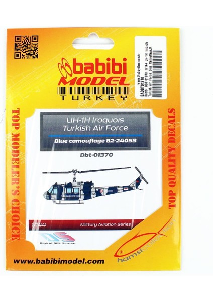 DBT-01370 1/144 Ölçek, Uh-1h Irak Türk Hava Kuvvetleri Mavi Kamuflajı, Dekal Çıkartma