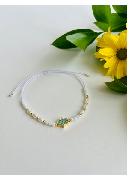 Nazar Boncuklu Incili Kristal Taşlı Lüks Makrome Bileklik fiyatları