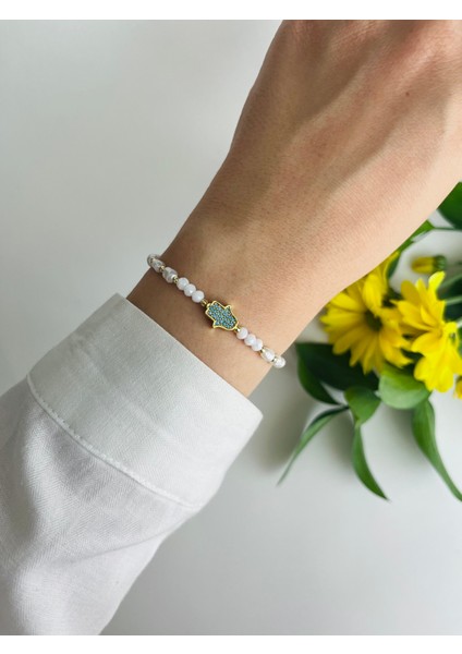 Nazar Boncuklu Incili Kristal Taşlı Lüks Makrome Bileklik modelleri