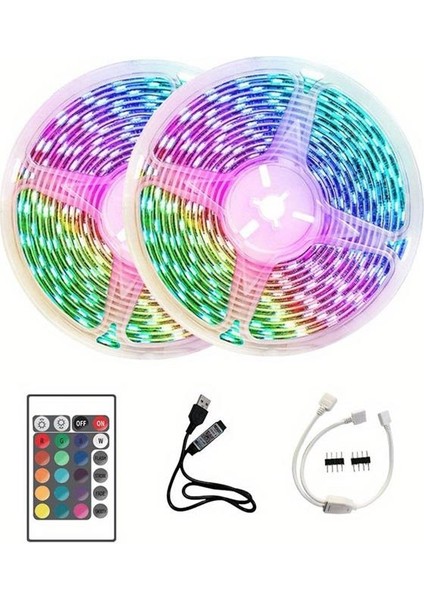 10M Şerit LED Iç Mekan Renkli Rgb Şerit LED Kumandalı