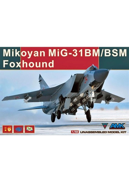 Amk 88003 1/48 Ölçek, Mikoyan MIG-31BM/BSM Foxhound, Savaş Uçağı, Plastik Model Kiti