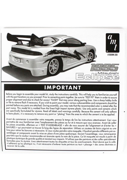 1089M 1/25 Ölçek, 1995 Mitsubishi Eclipse, Plastik Araba Maketi fırsatları