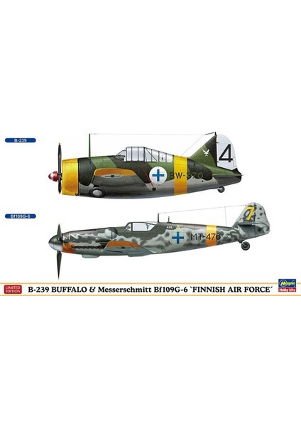 2279 1/72 Ölçek, B-239 Buffalo ve Messerschmitt BF109G-6 Finnish Air Force (Two Kits In The Box), Savaş Uçağı Plastik
