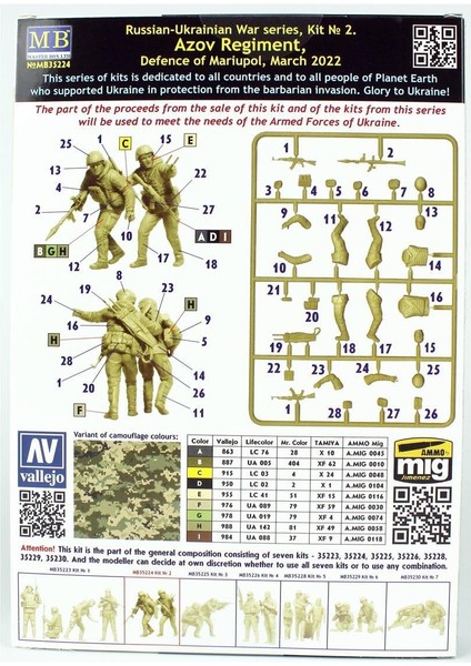 Masterbox 35224 1/35 Ölçek, Rus-Ukrayna Savaşı, Azak Alayı, Mariupol Savunması, Plastik Figür Kiti modelleri