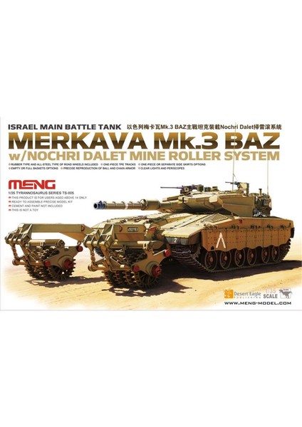 TS-005 1/35 Ölçek, Israil Merkava Mk.3 Baz, Nochri Dalet Mayın Temizleme Aparatlı, Ana Muharebe Tankı, Plastik Model Kiti