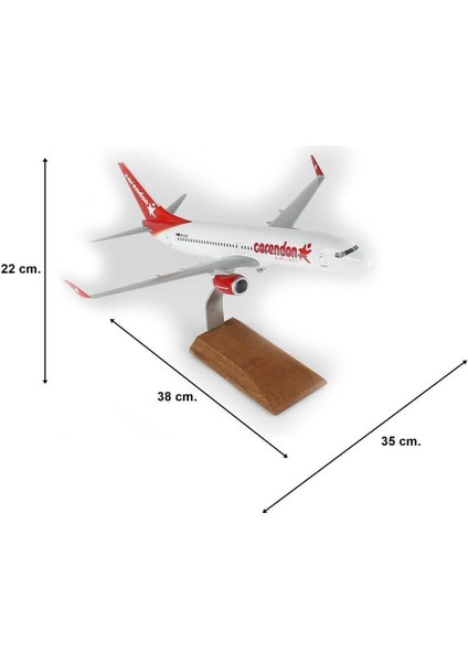 025 1/100 Ölçek, Corendon Airlines B737-800 Yolcu Uçağı, Sergilemeye Hazır Ahşap Standlı Model indirimleri