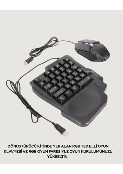Rgb Klavye + Mouse + Dönüştürücü Seti – Mobil Oyunlarda Üstün Kontrol fırsatları