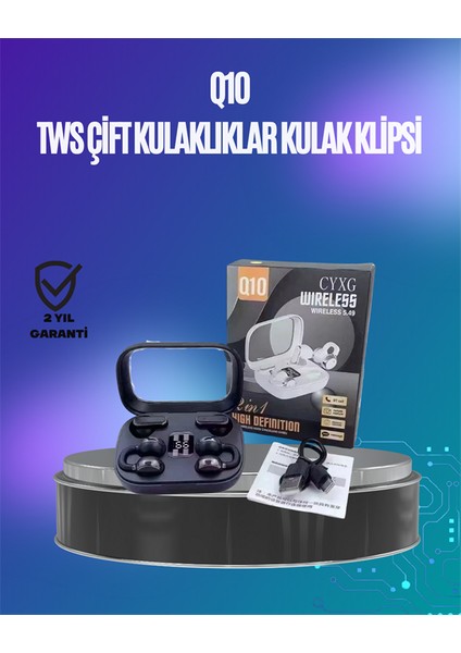 Q10 True Wireless Stereo Kulaklık – Ergonomik Tasarım, 10M Menzil, Type-C