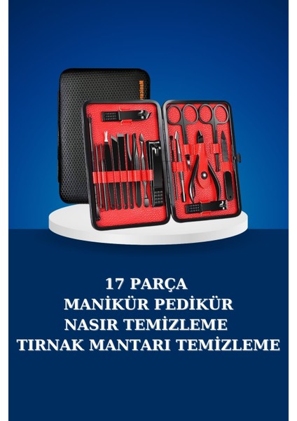 17 Parça Manikür Seti Taşınabilir Özel Çantalı El ve Ayak Bakımı Tırnak Batığı Temizlem fiyatları