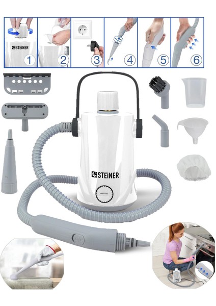 Buharlı Temizleyici Profesyonel Serisi Beyaz, Güçlü ve Verimli Temizlik Aracı