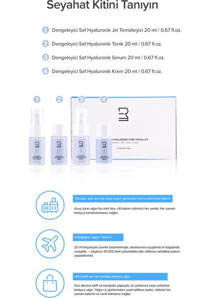 Hyalüronik Asit Seti (Serum 20 Ml+Tonik 20 Ml+Krem 20 ml +Temizleme Jeli 20 Ml) modelleri