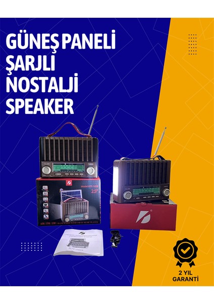 KTF-1428 Solar Enerjiyle Şarj Olabilen Bluetooth Nostalji Hoparlör – Taşınabilir, Güçlü Ses fiyatları