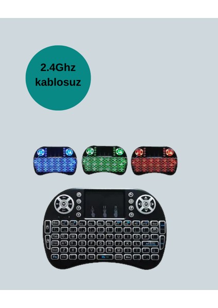 Işıklı Kablosuz Mini Klavye – 2.4 Ghz, Dokunmatik Mouse Özellikli fırsatları