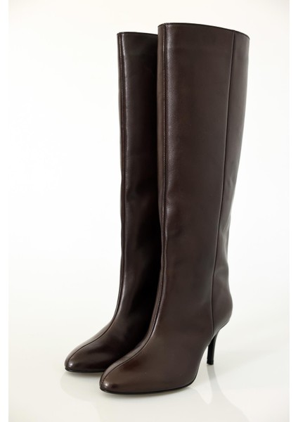 Kahverengi Topuklu Klasik Çizme 25357