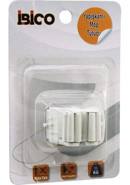 Plastik Mop Sap Tutucu - Askı Yapışkanlı Montaj= Şeffaf Pvc Plaka 10KG. Taşıma (4989)